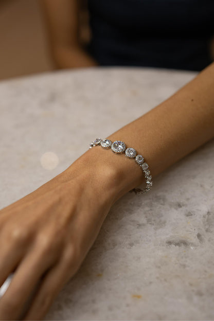 Pulseira Riviera Princesa Cristal Ródio Branco