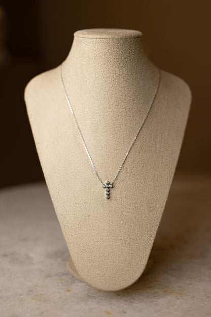 Colar Crucifixo Confete Moissanite Prata 925 Ródio Branco