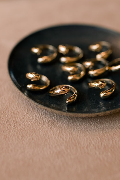 Anel Ajustável Duplo Liso Dourado