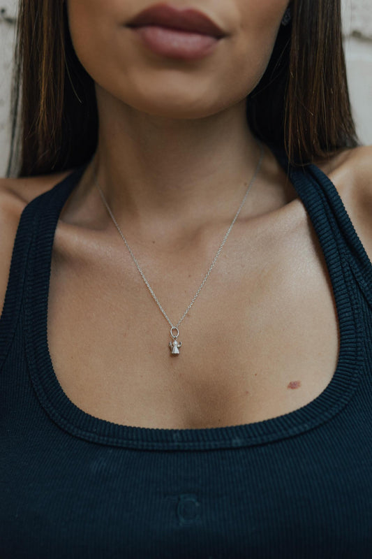 Colar Anjo Prata 925 Pérola Shell Ródio Branco