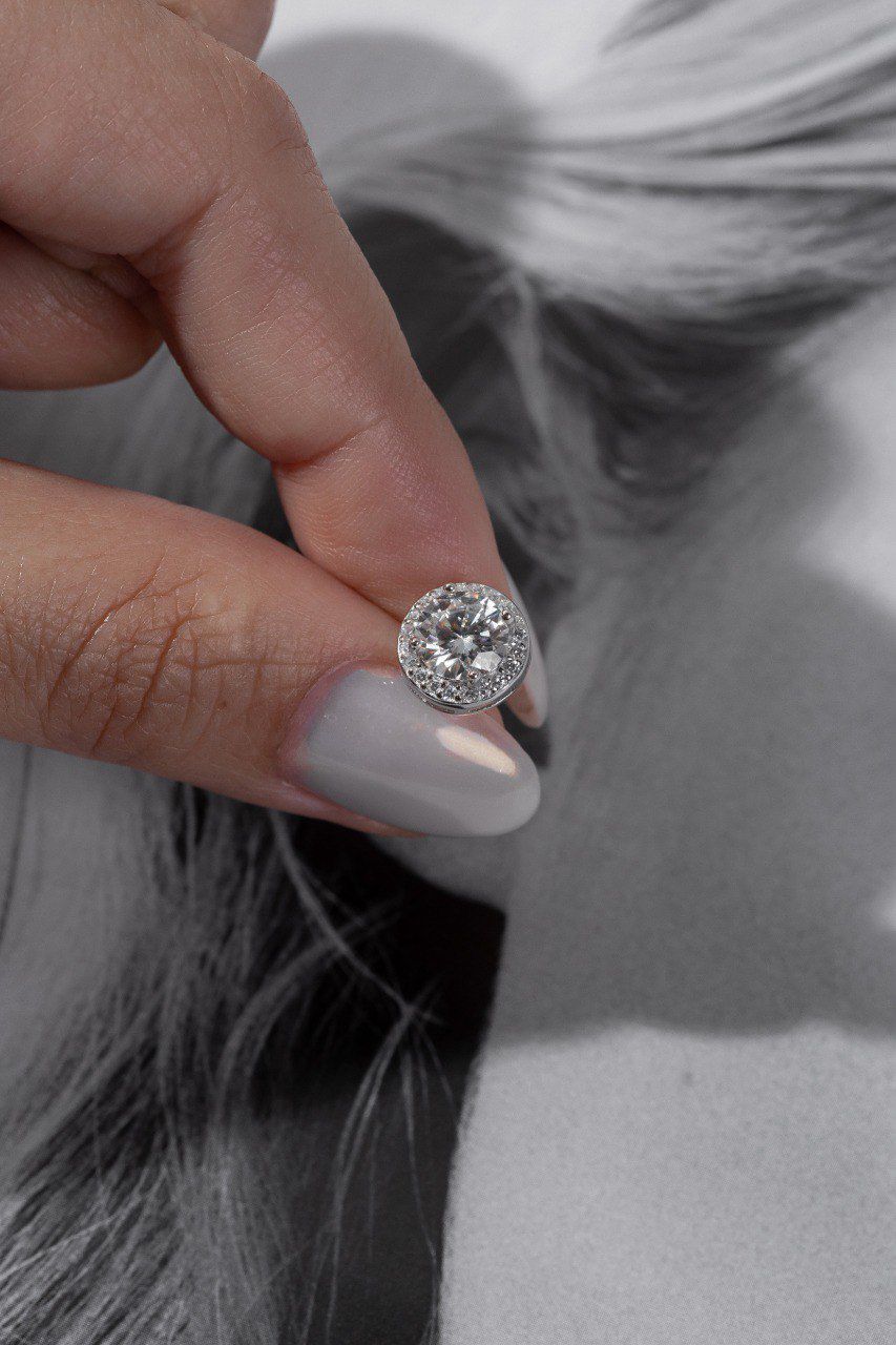 Brinco Ponto de Luz Princesa Moissanite Prata 925 Ródio Branco