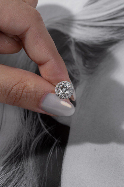 Brinco Ponto de Luz Princesa Moissanite Prata 925 Ródio Branco