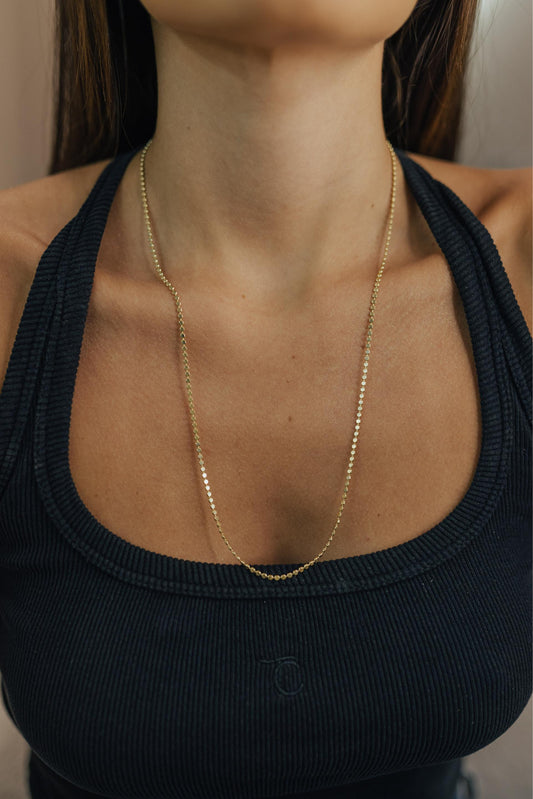 Colar Longo Chapinhas Diamantadas Dourado