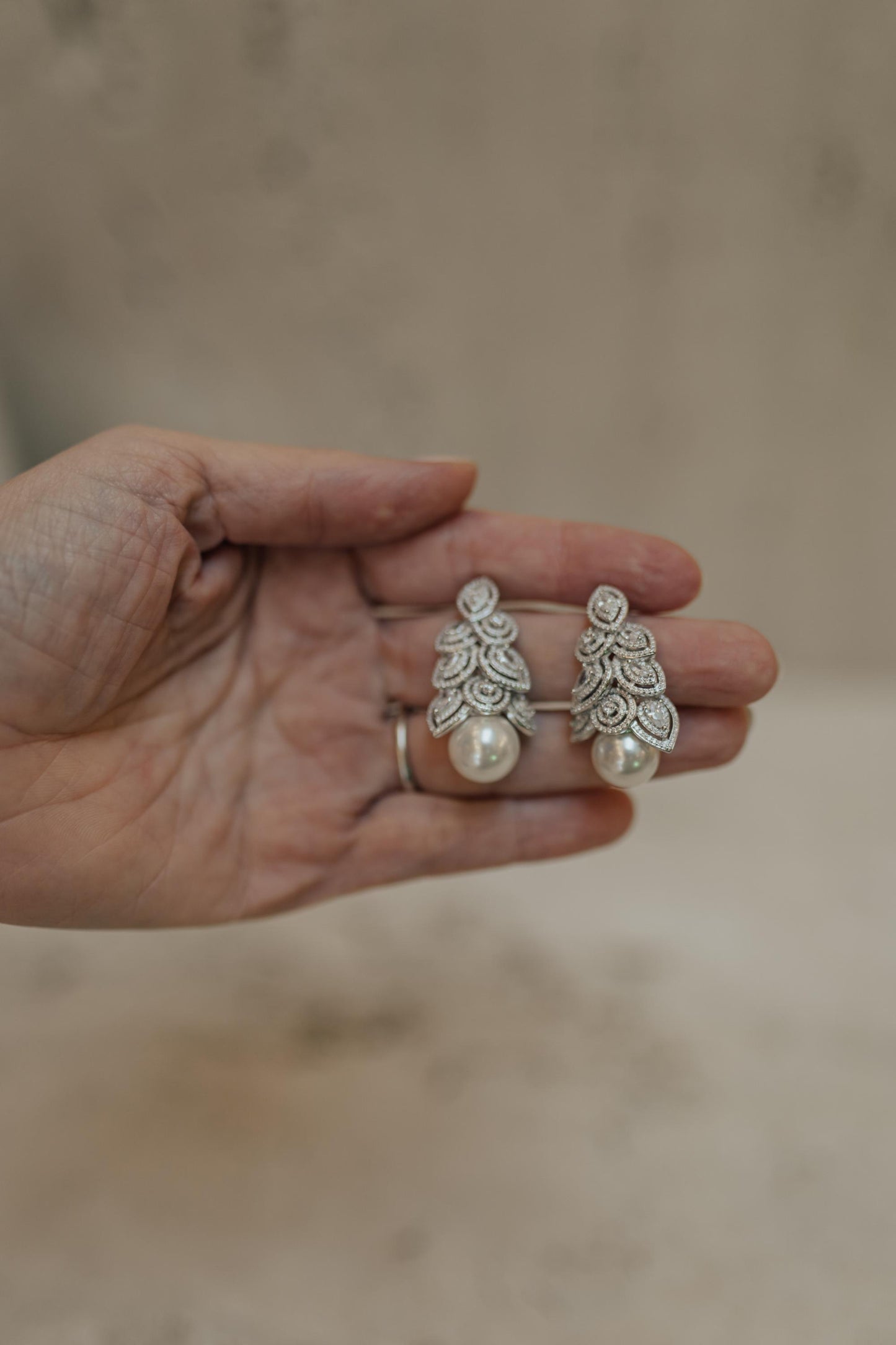 Brinco Noiva Pérola Cristal Prata 925 Ródio Branco