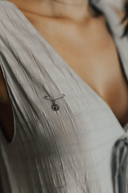 Alfinete Batizado Espírito Santo Prata 925 Ródio Branco