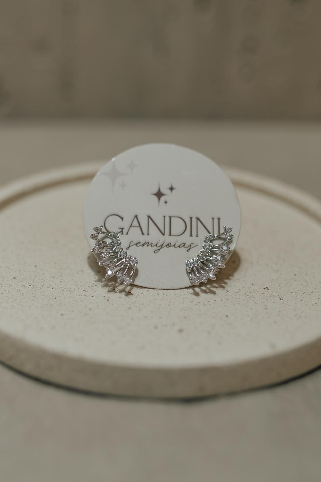 Brinco Mini Ear Cuff Zircônias Ródio Branco