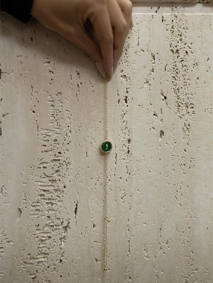 Pulseira Botão Verde Dourado
