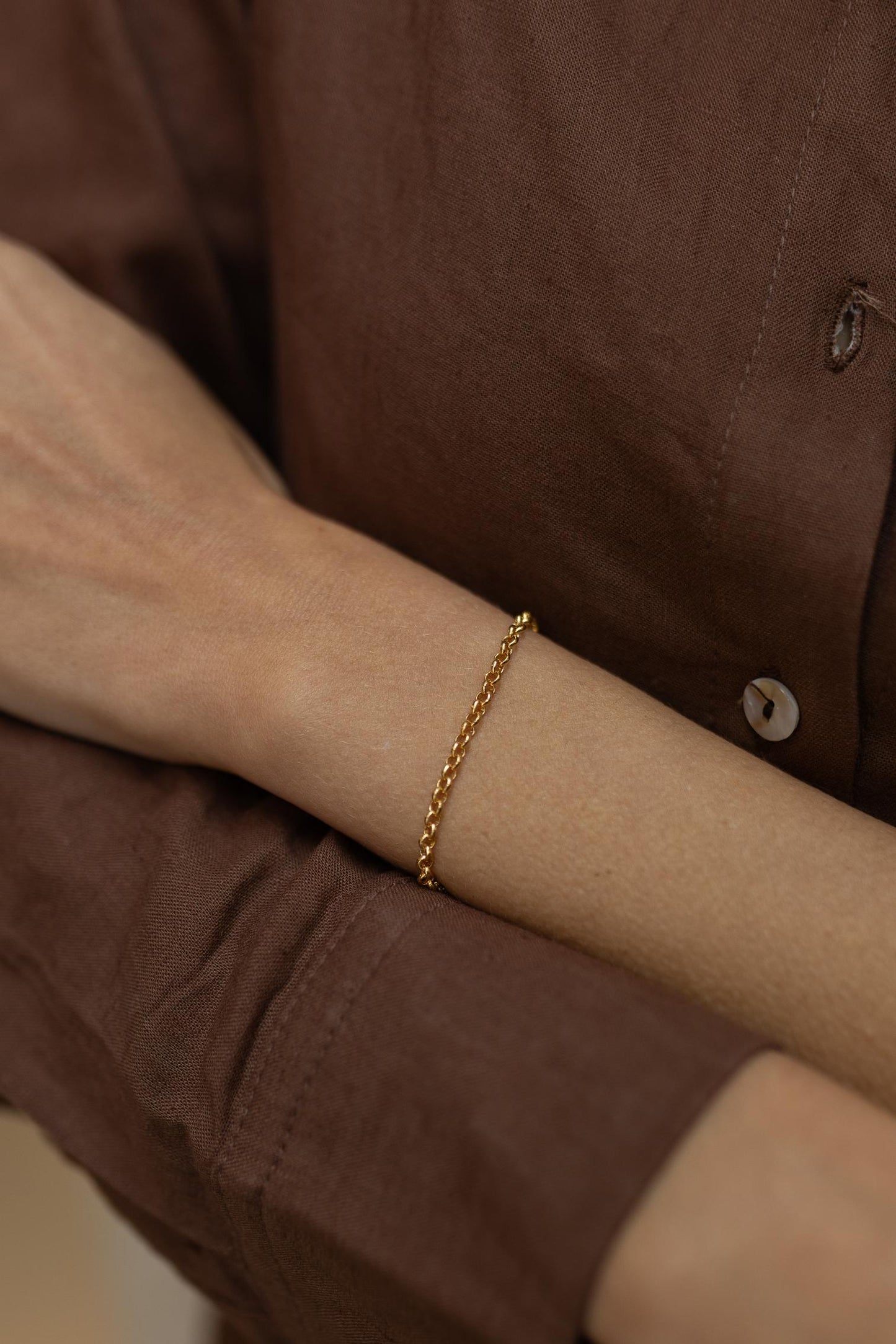 Pulseira Elos Português Fina Dourado