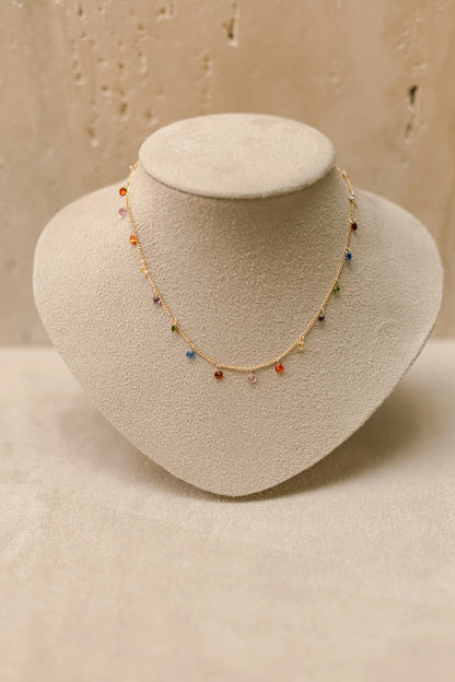 Choker com Zircônias Rainbow Ouro