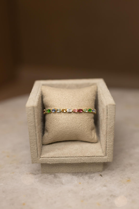 Pulseira Riviera Formas Rainbow Dourado