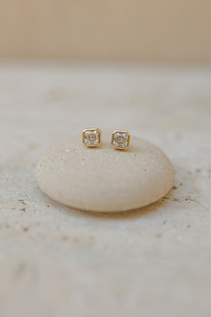 Brinco Quadrado Moissanite Prata 925 Dourado