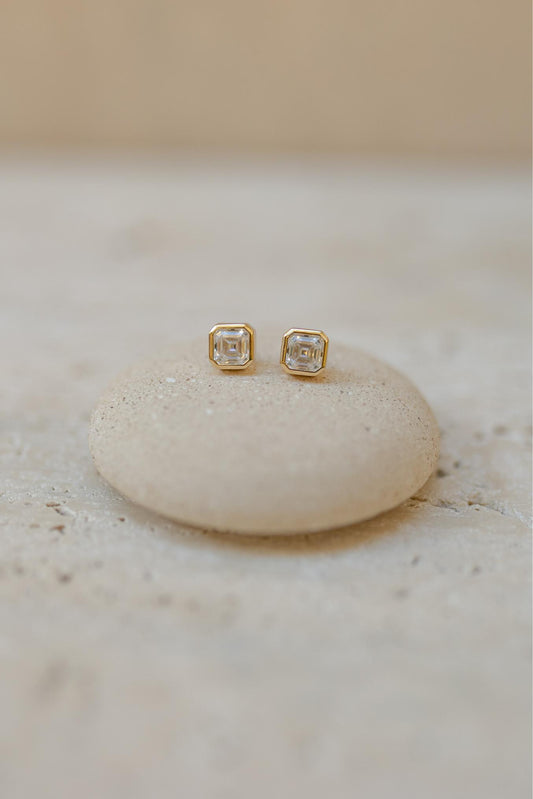 Brinco Quadrado Moissanite Prata 925 Dourado
