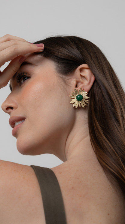Brinco Raio de Sol Verde Dourado