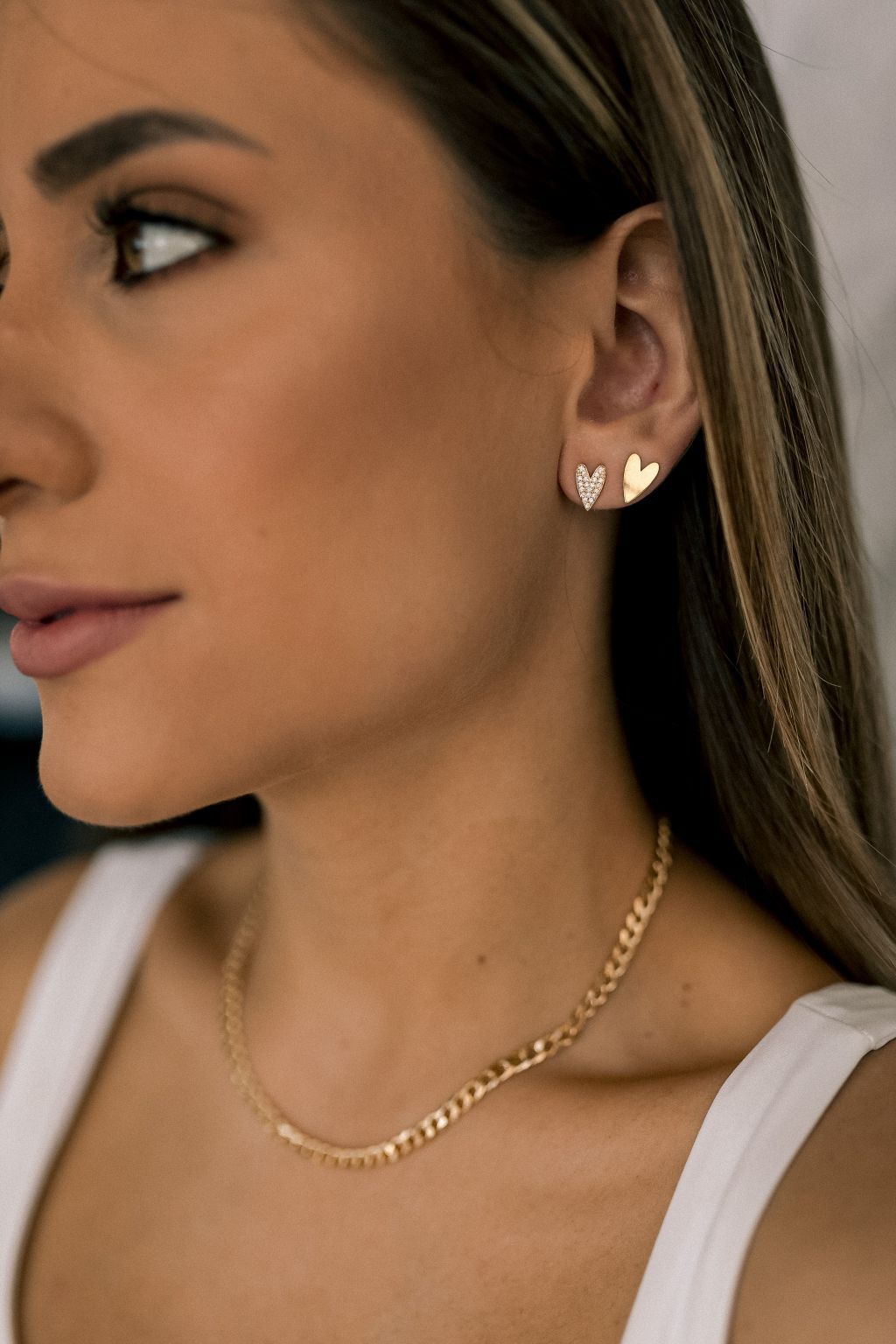 Brinco Coração Liso Dourado