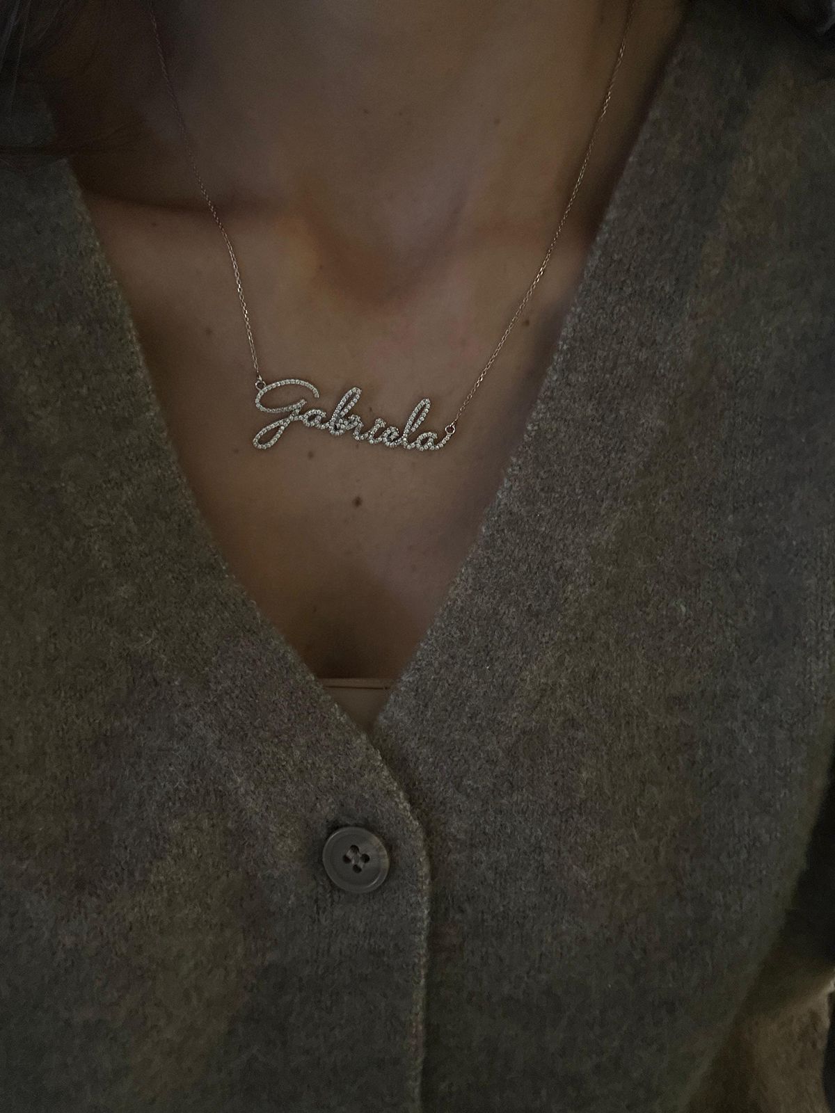 Colar Nome Personalizado 1mm Moissanite Prata 925