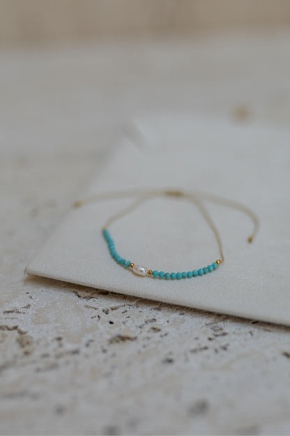 Pulseira Seda Shambala Turmalina e Pérola