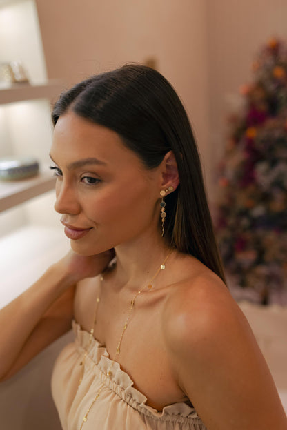 Brinco Pêndulo de Círculos Dourado