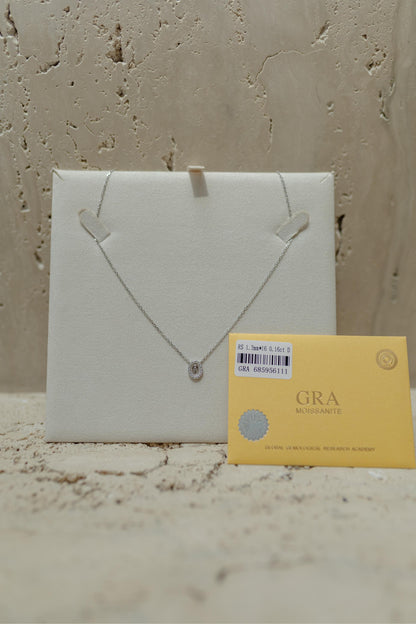 Colar Oval Mini Nossa Senhora das Graças Moissanite Prata 925