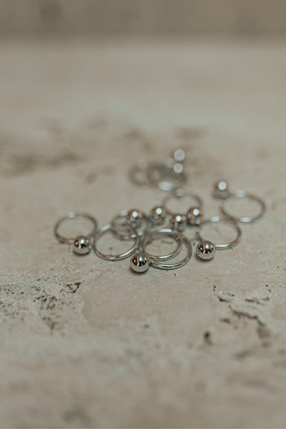 Anel Pingente Bola Ródio Branco