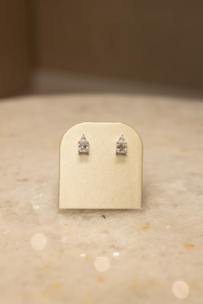 Brinco Formas Square Moissanite Prata 925 Ródio Branco