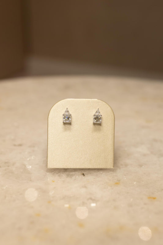 Brinco Formas Square Moissanite Prata 925 Ródio Branco
