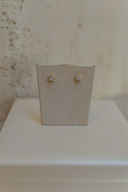 Brinco Solitário Oval Drusa Platina