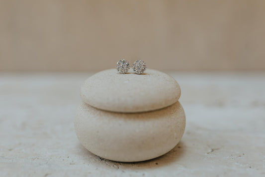Brinco Flor 4 Garras Prata 925 Ródio Branco