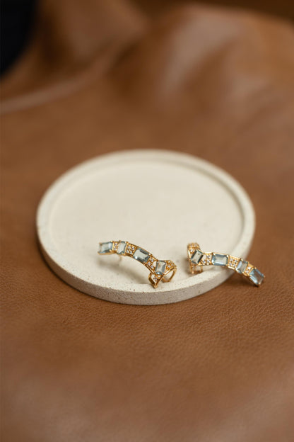 Brinco Ear Cuff Zircônias Intercaladas
