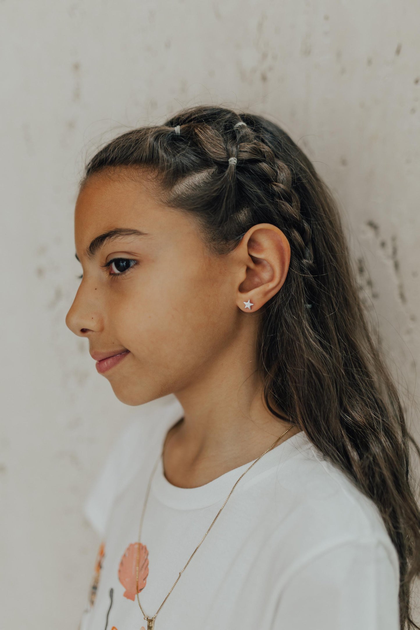 Brinco Estrela Pequena Ródio Branco