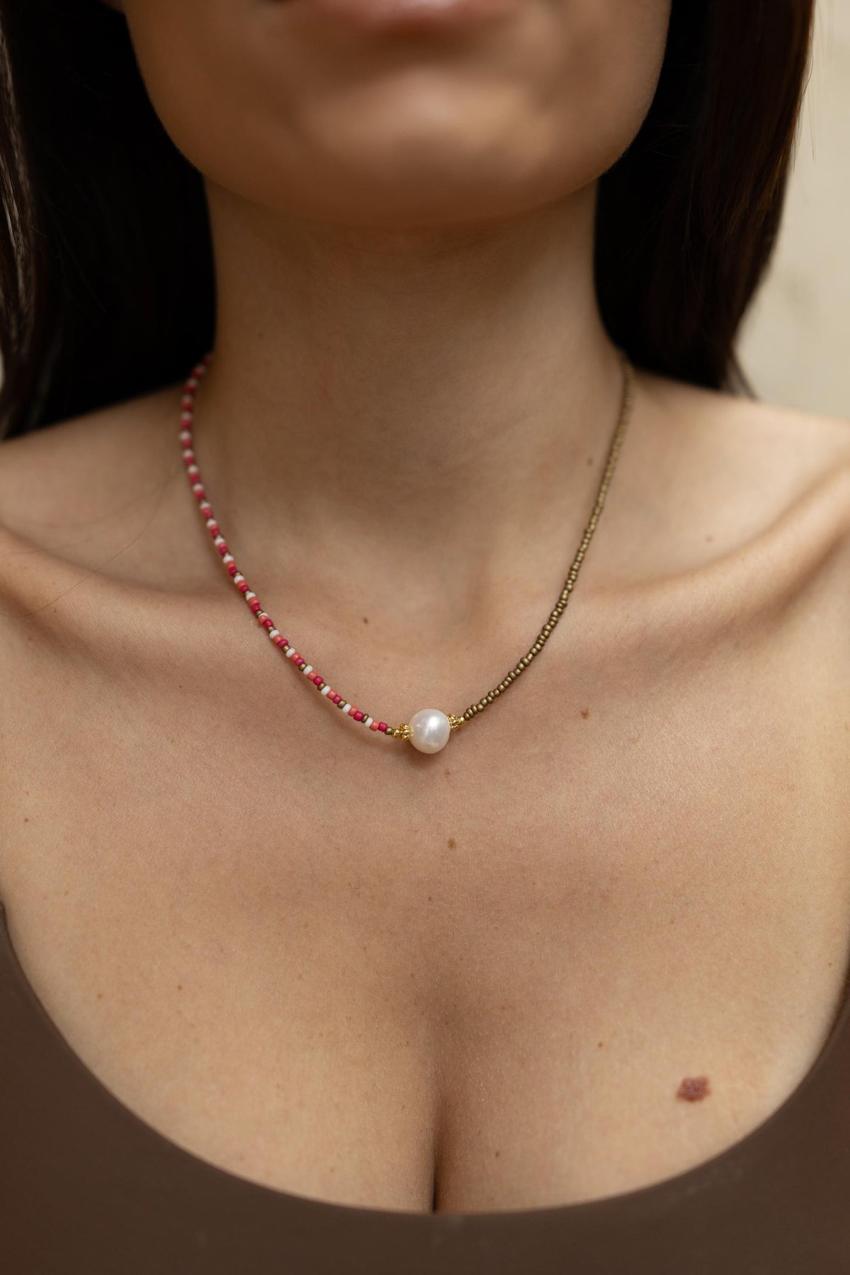 Colar Pérola Gold Mecla Rosa Dourado