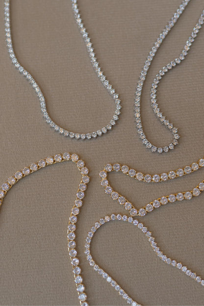 Colar Riviera 3mm 42cm Ródio Branco