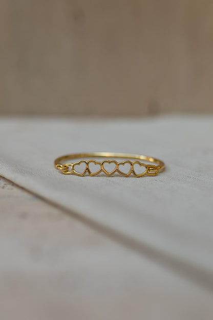 Bracelete Encaixe Corações Dourado