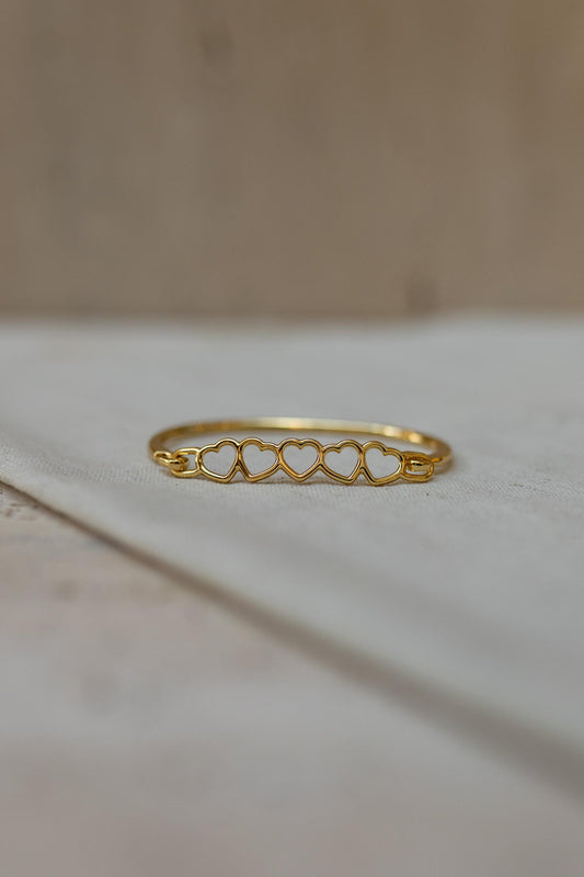 Bracelete Encaixe Corações Dourado