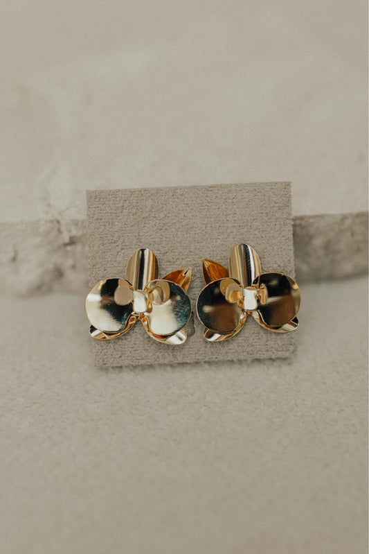 Brinco de Flor Orquídea Dourado