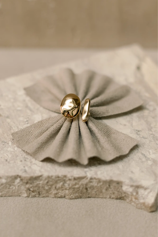 Anel Ajustável Geometric Martelado Ouro