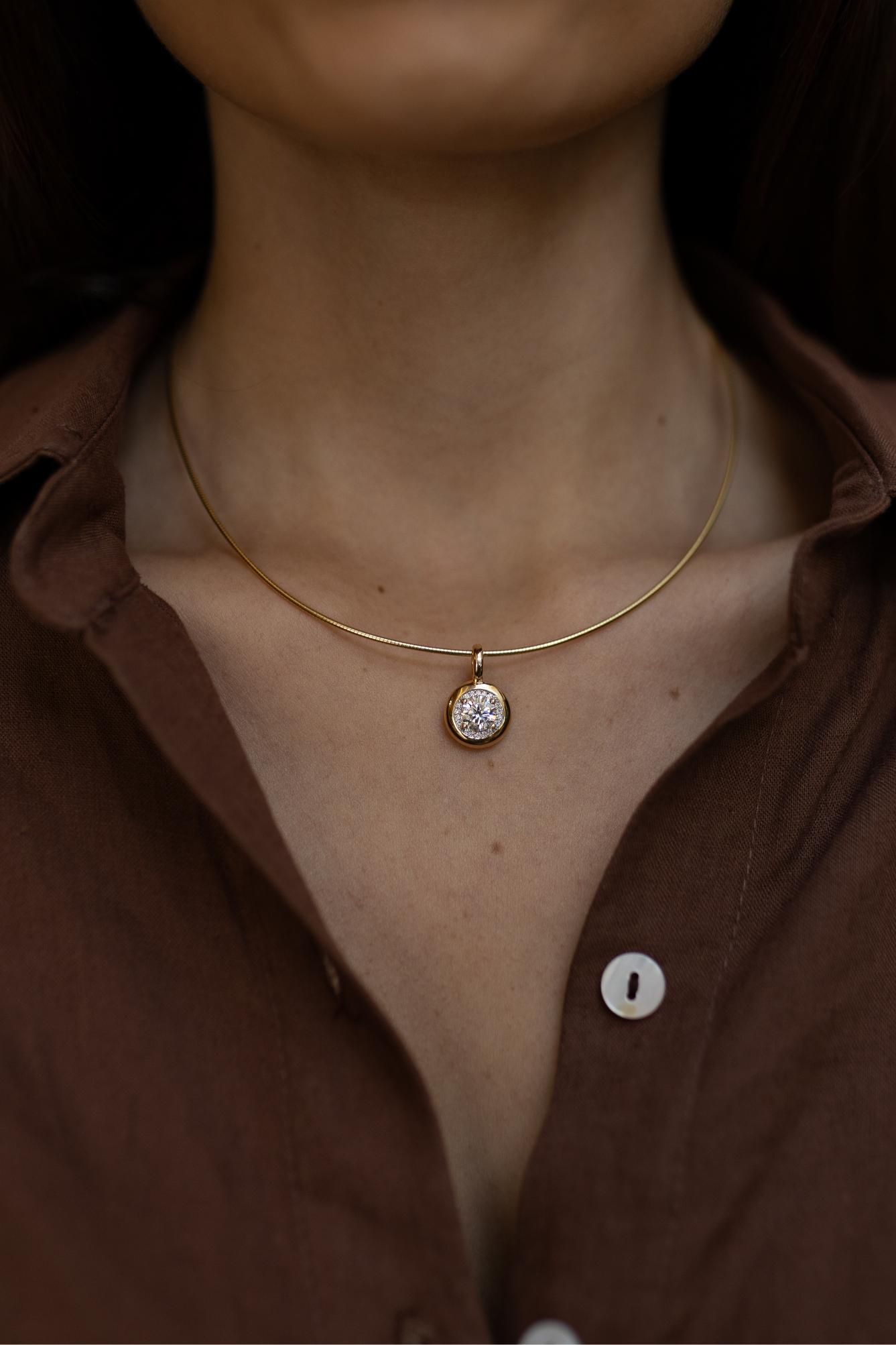Colar 1mm Pingente 6,5mm Moissanite Prata 925 Dourado
