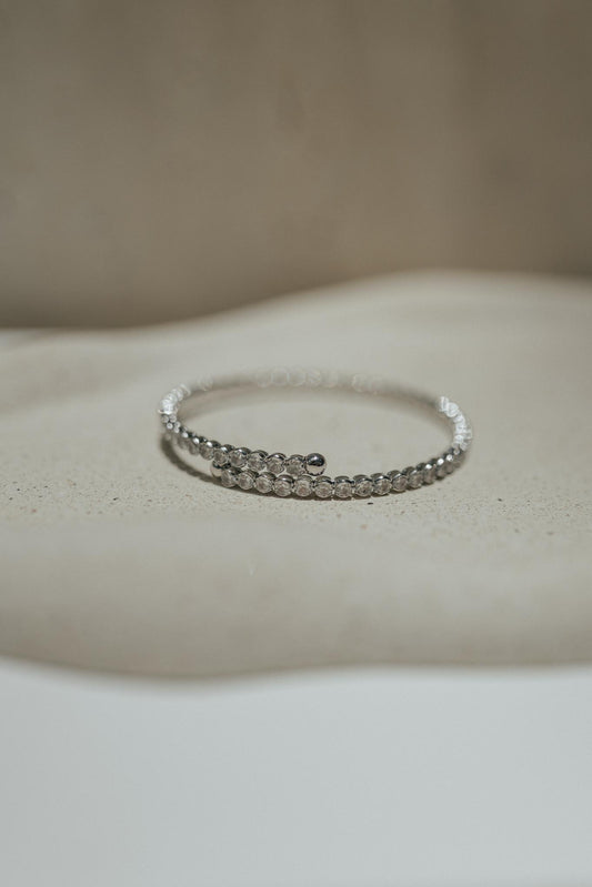 Bracelete Maleável Confete Cristal Ródio Branco