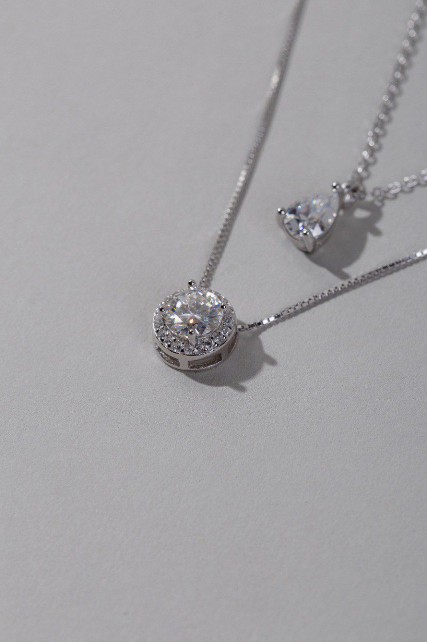 Colar Ponto de Luz Princesa Moissanite Prata 925 Ródio Branco