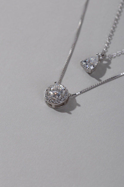 Colar Ponto de Luz Princesa Moissanite Prata 925 Ródio Branco