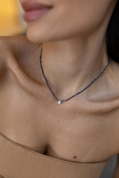 Colar Pedras Naturais Moissanite Prata 925 Ródio Branco