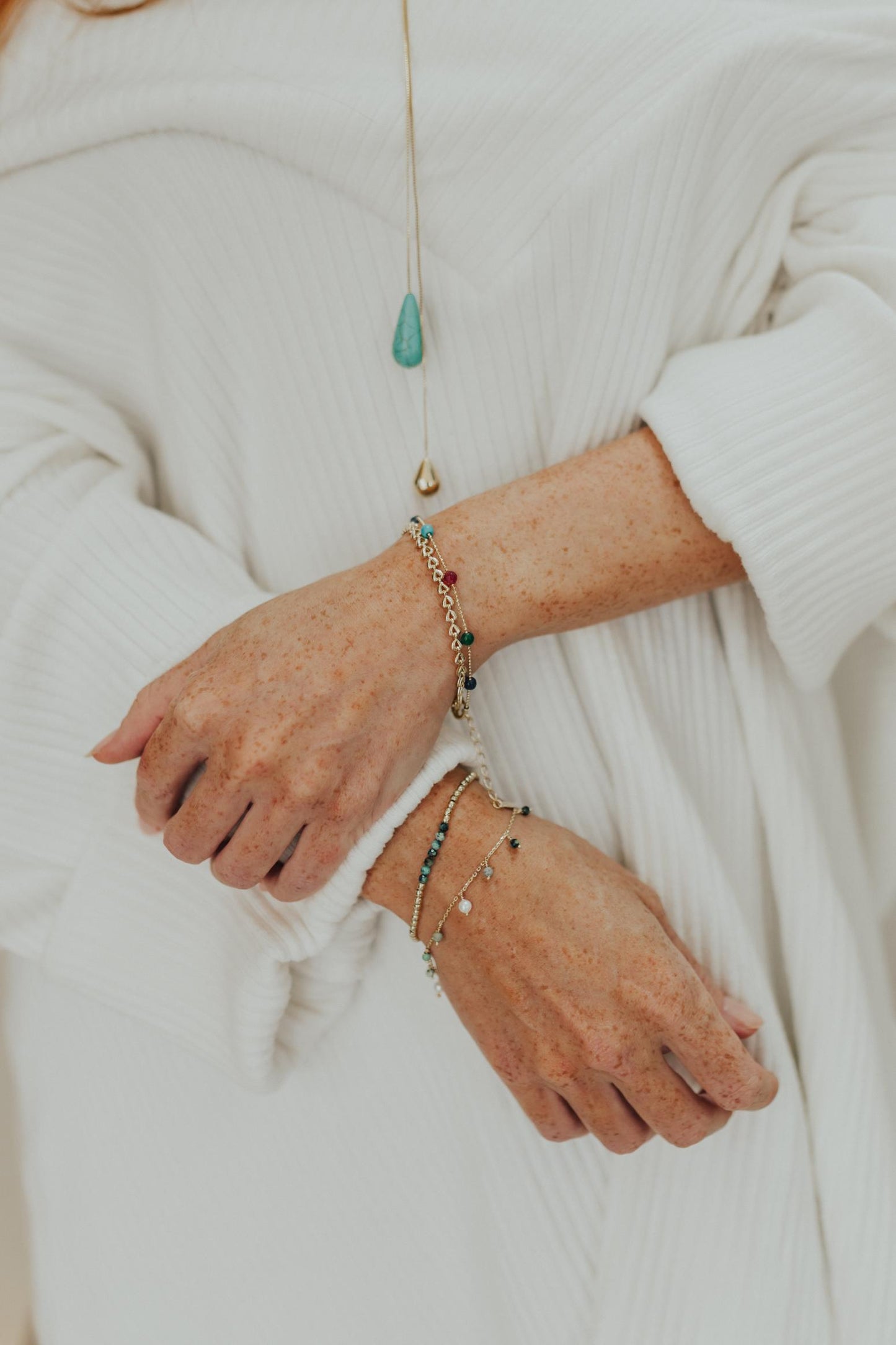 Pulseira Jade Coloridas Dourado