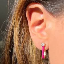 Brinco Argola Pink com Ponto de Luz Dourado