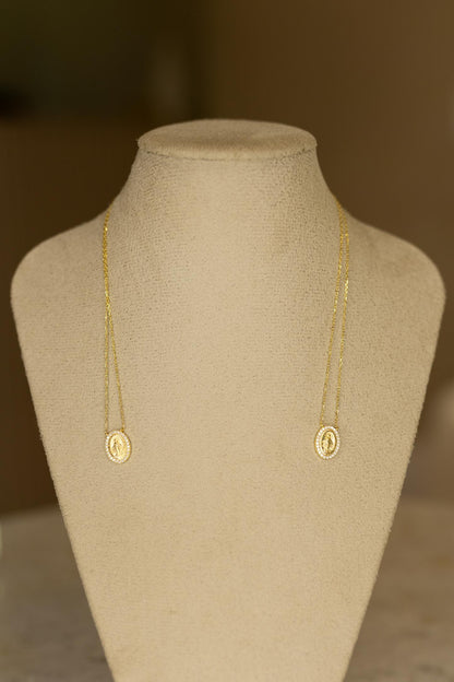 Colar Escapulário Nossa Senhora das Graças Oval Moissanite Prata 925