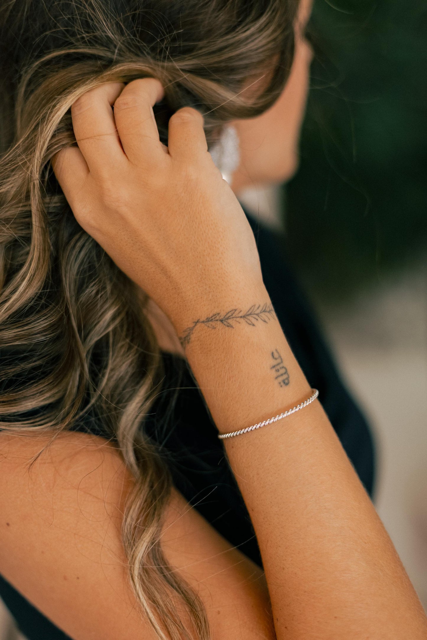 Bracelete Torcido  Slim Ródio Branco