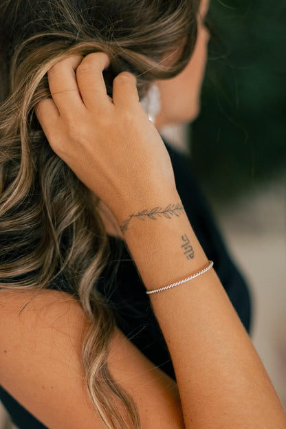 Bracelete Torcido  Slim Ródio Branco