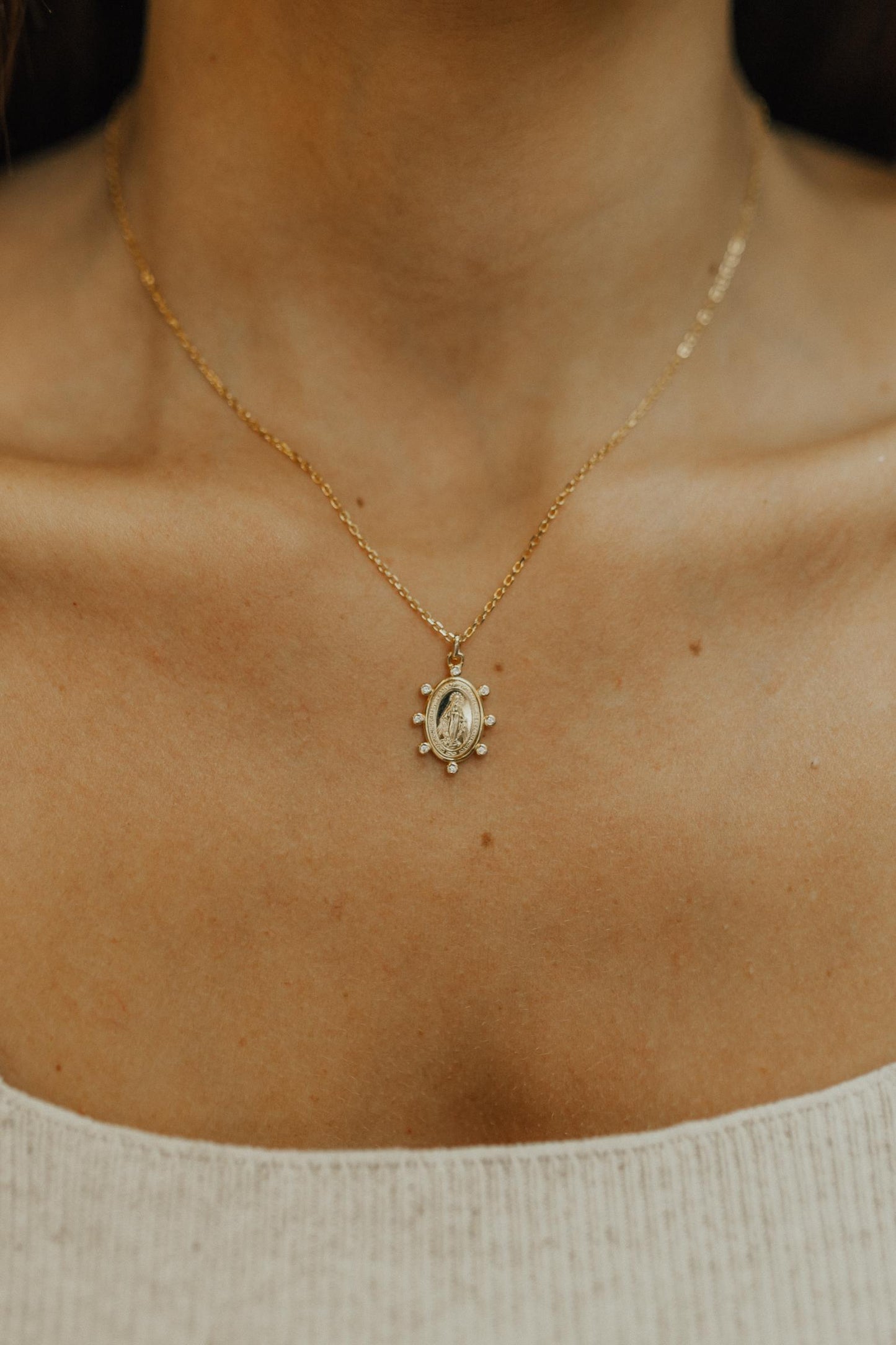 Colar Nossa Senhora das Graças Confete Prata 925 Ouro