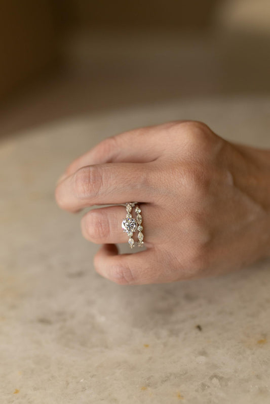 Anel Solitário Duplo 7mm Moissanite Prata 925 Ródio Branco