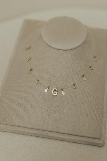 Colar Choker Nylon Letra Plaquinhas Dourado