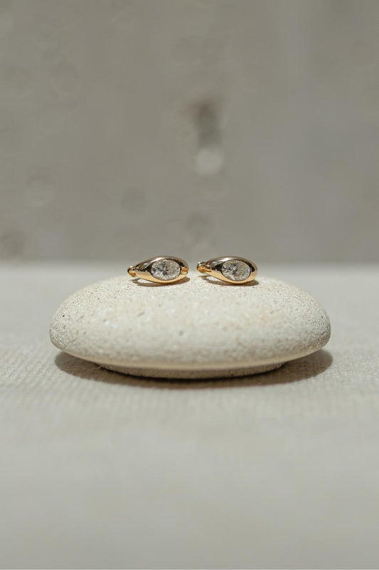 Brinco Argola Prata 925 Moissanite Oval Dourado