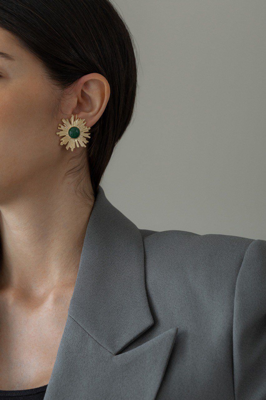 Brinco Raio de Sol Verde Dourado